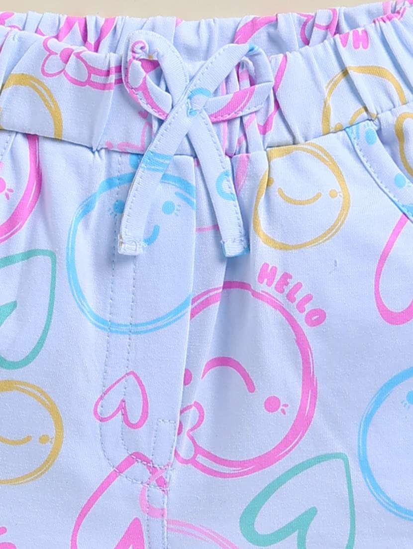 girls blue cotton blend shorts & top set co-ord set - 22443316 -  Standard Image - 5