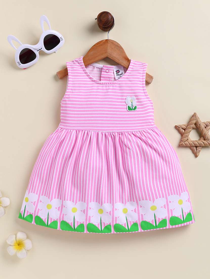 girls pink denim frock