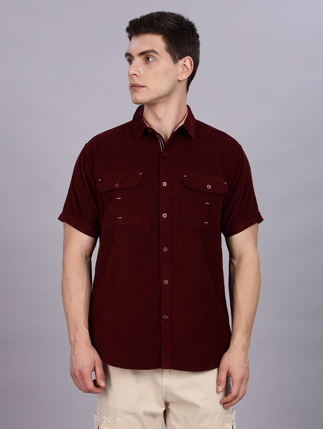 men textured short sleeve regular fit casual shirt