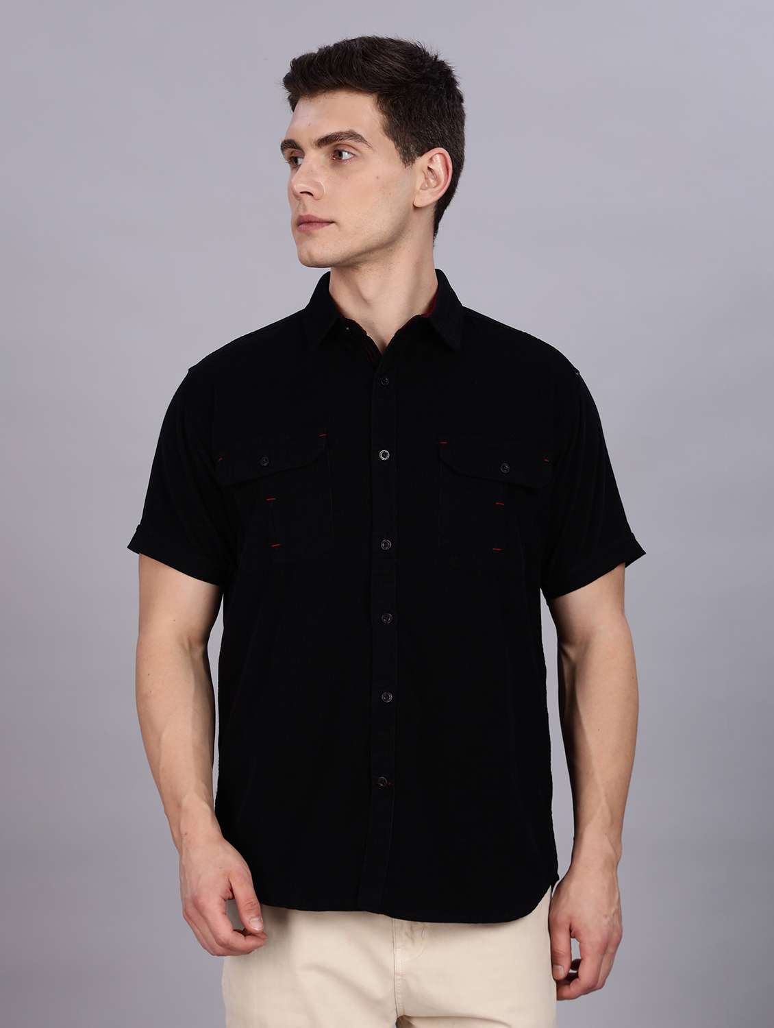 men textured short sleeve regular fit casual shirt