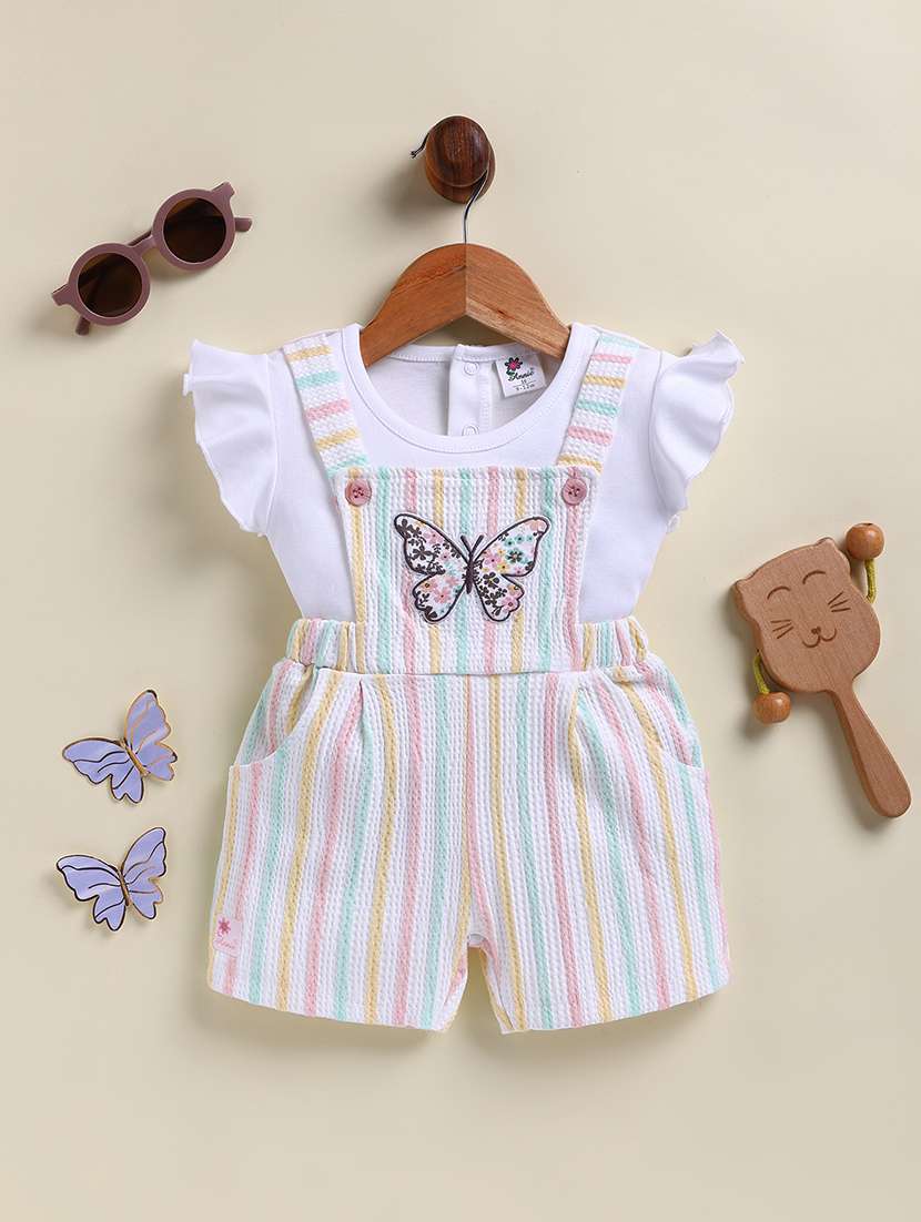 girls pink cotton blend jumpsuit twin sets & jump suit