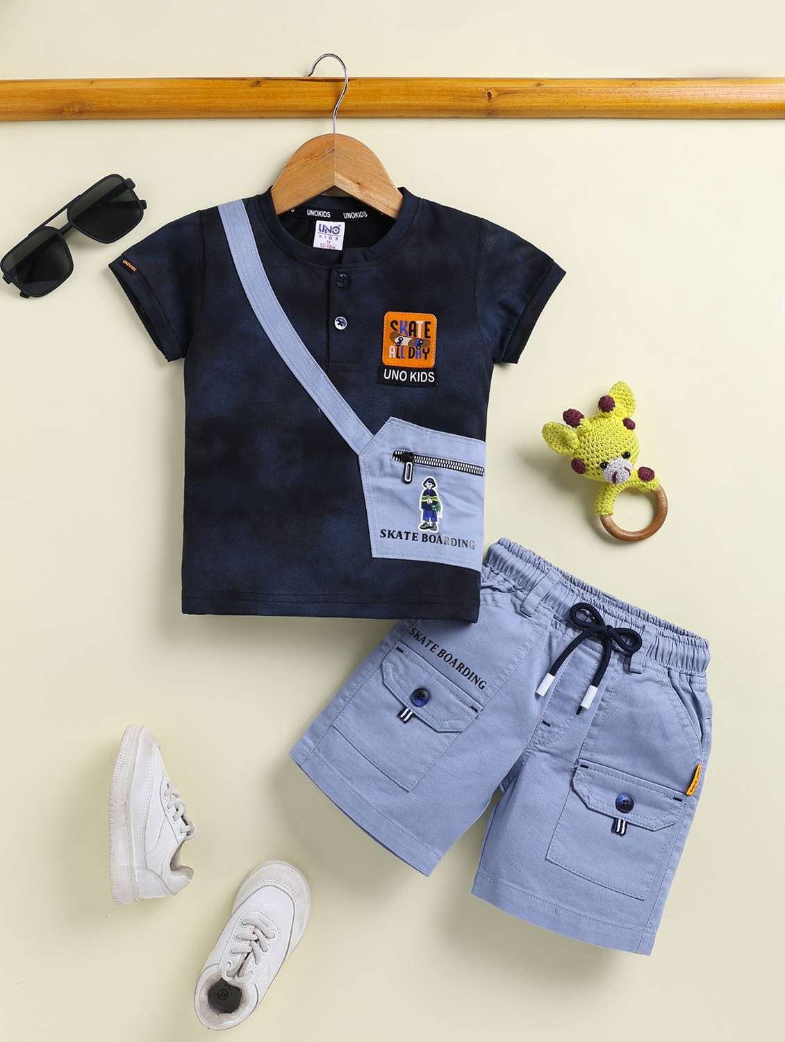 boys printed t-shirt and shorts co-ord set