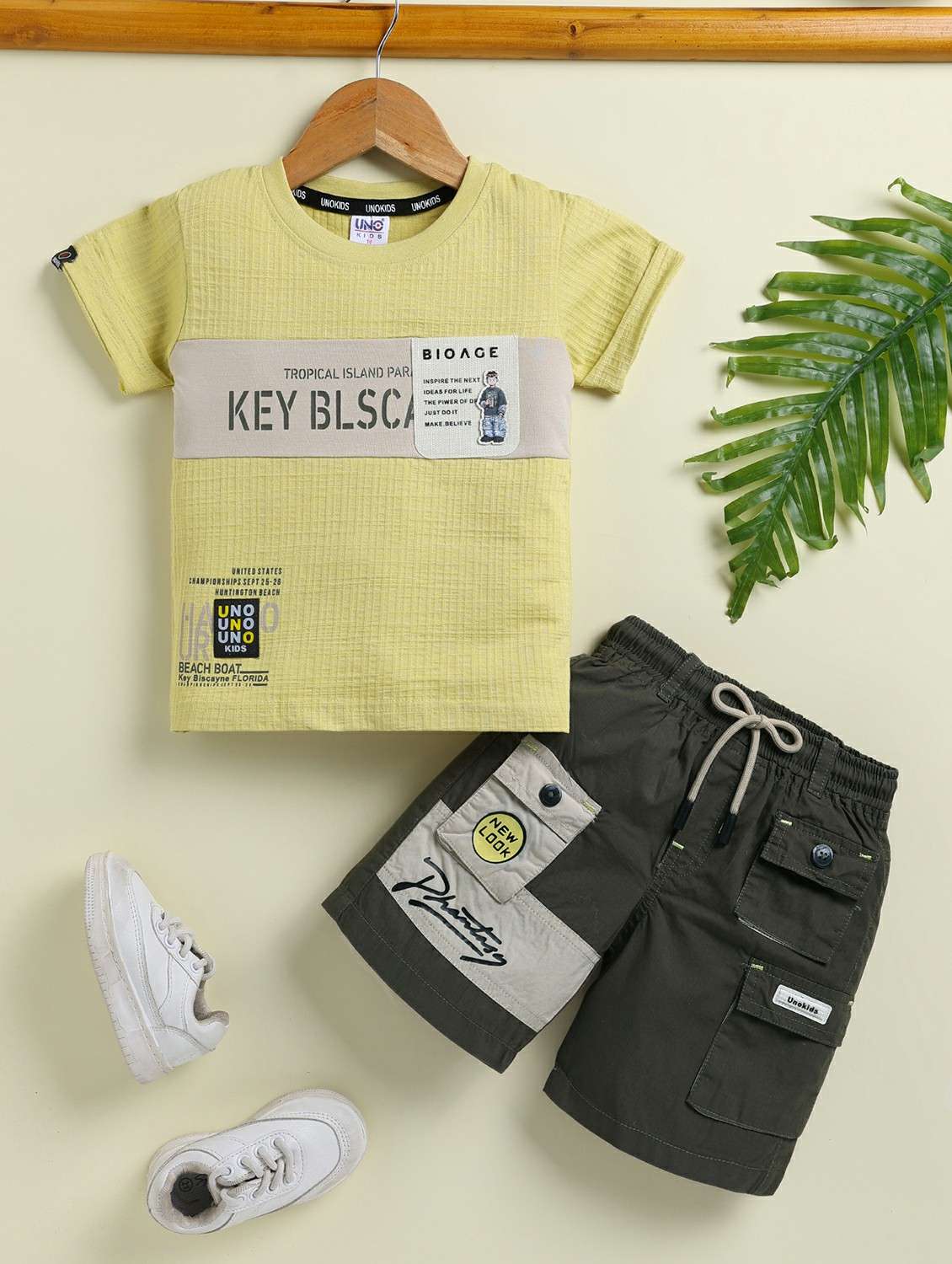 boys yellow lycra shorts set