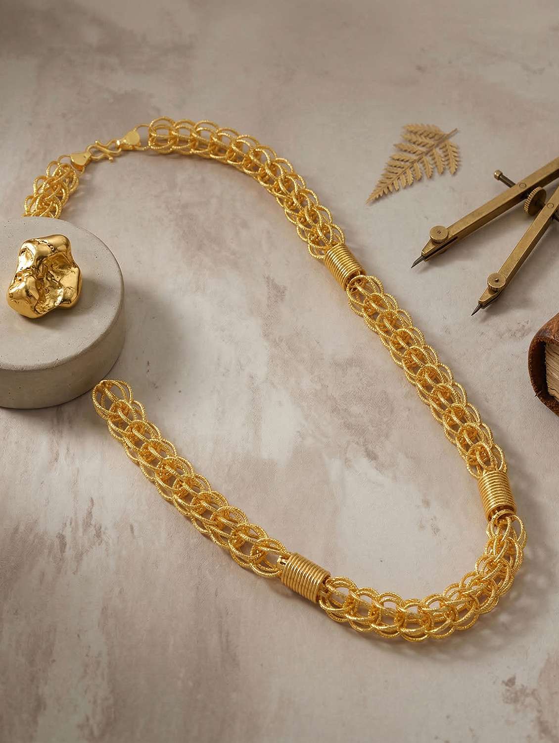men gold brass chain necklace