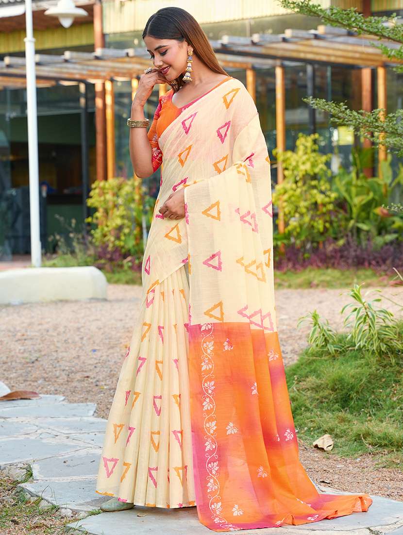 women printed casual wear saree with blouse - 22443370 -  Standard Image - 3