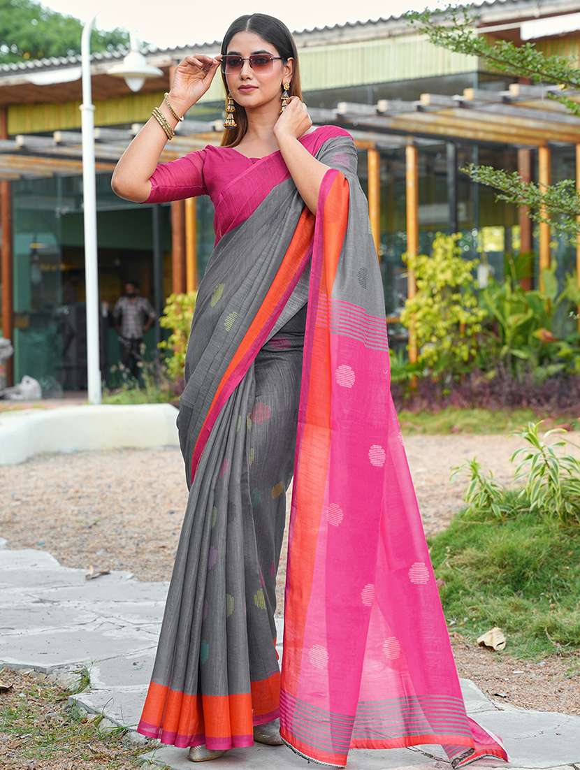 women printed casual wear saree with blouse