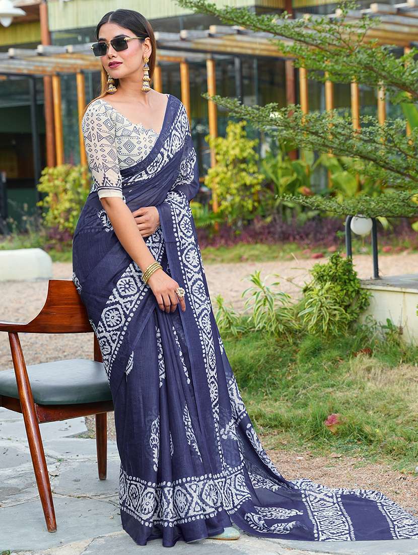 women printed casual wear saree with blouse - 22443374 -  Standard Image - 3