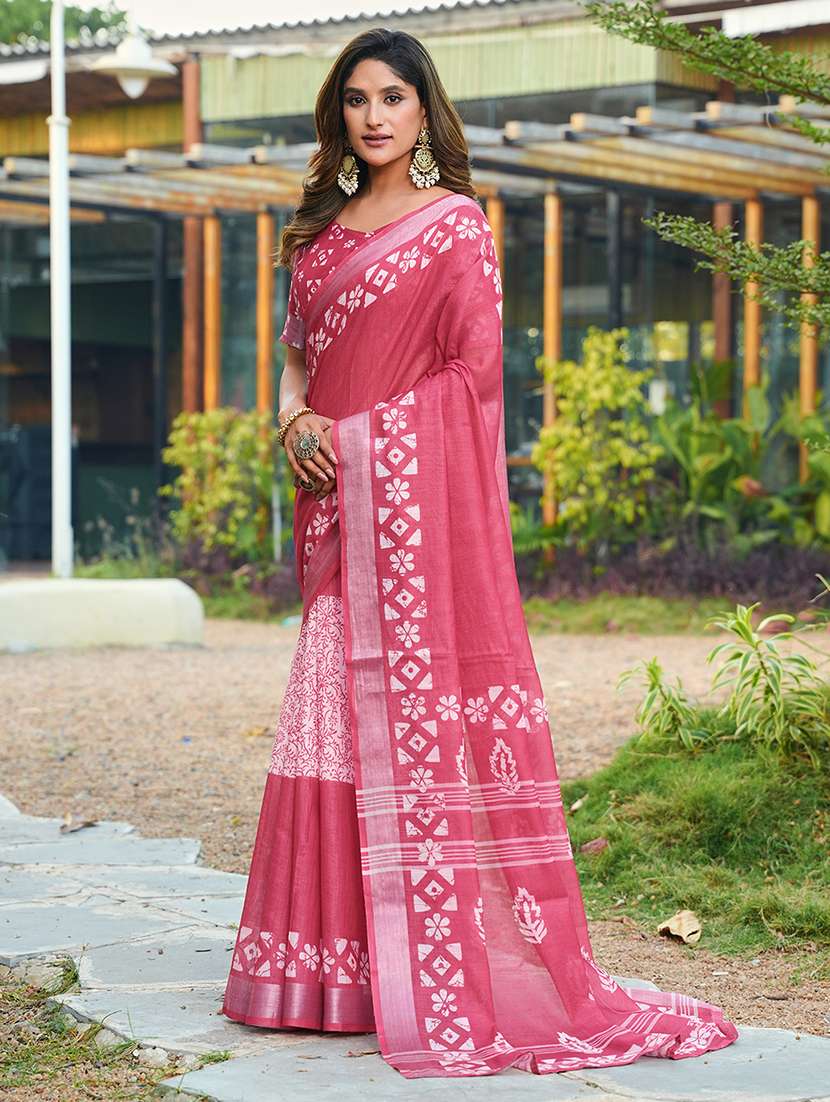 women printed casual wear saree with blouse - 22443380 -  Standard Image - 3