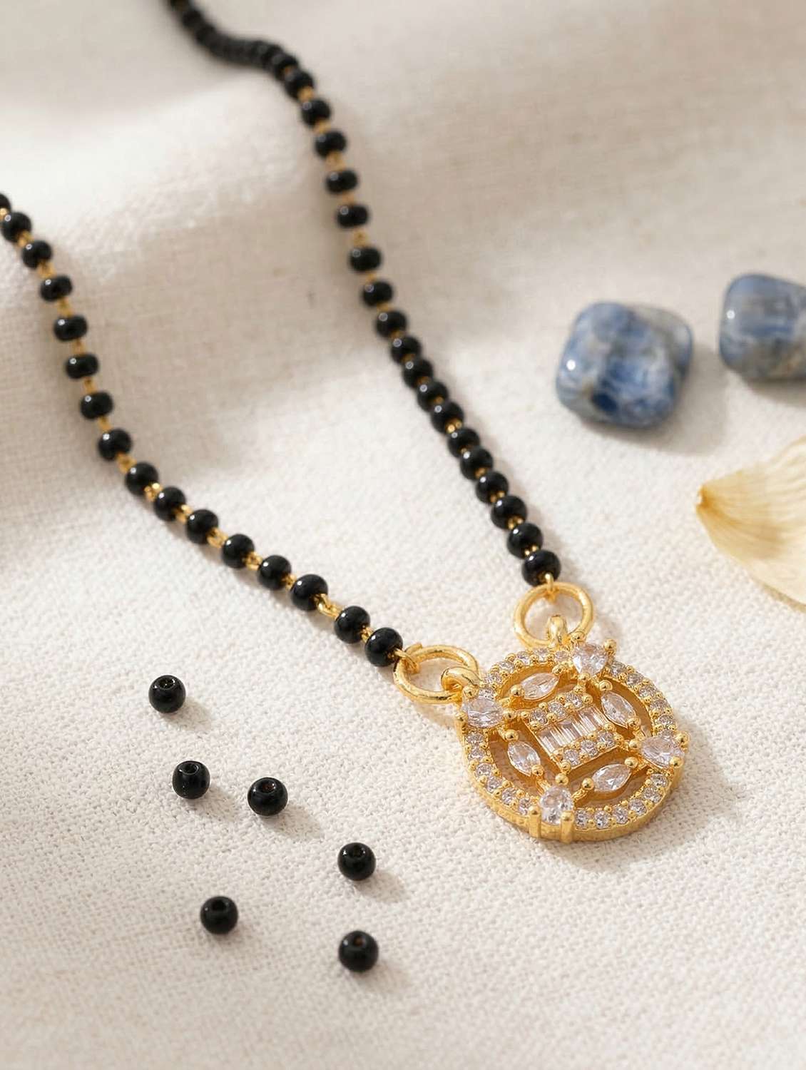 women brass gold moissanite diamond small  for women beads mangalsutra