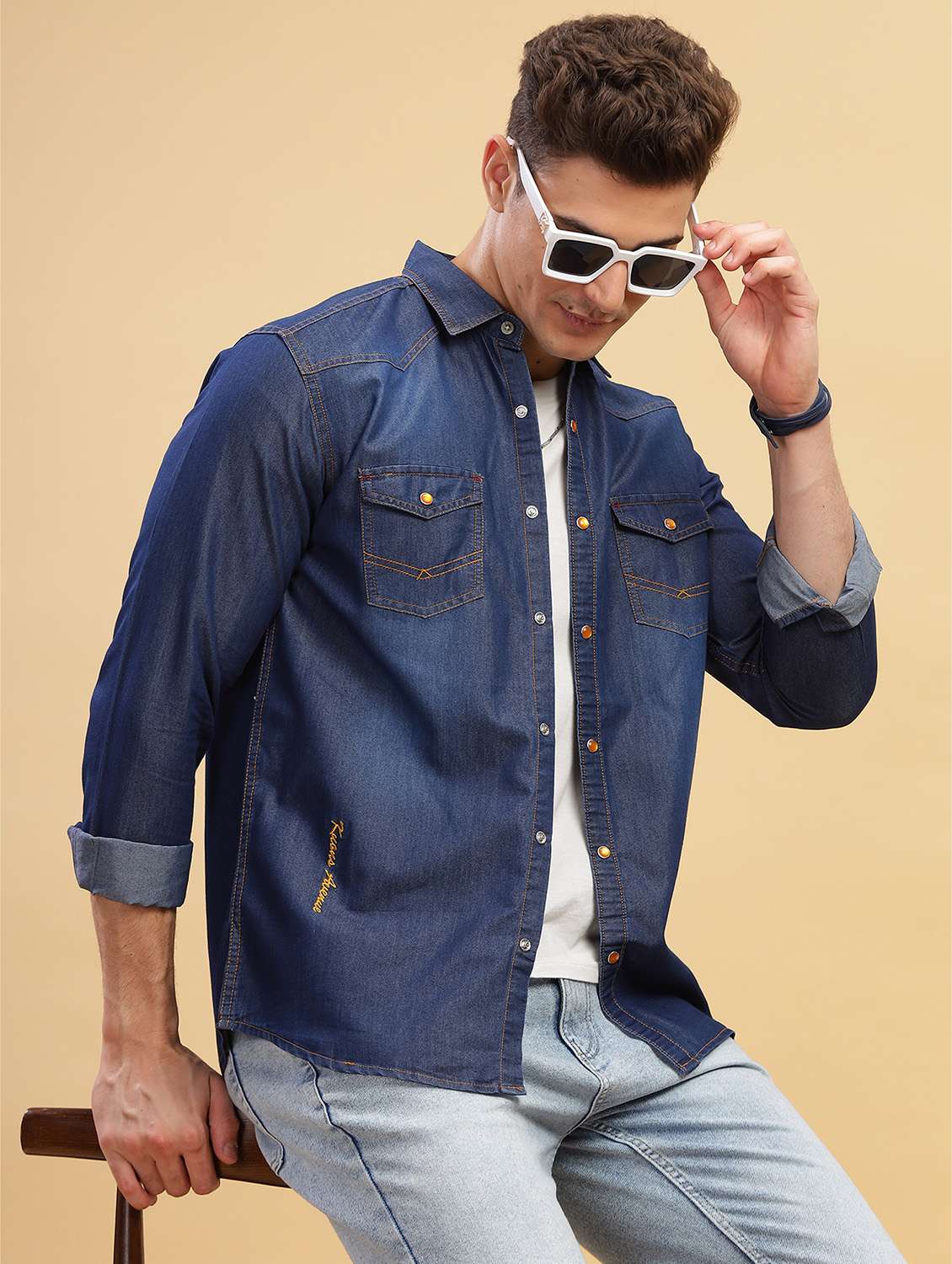 men solid long sleeve regular fit casual shirt