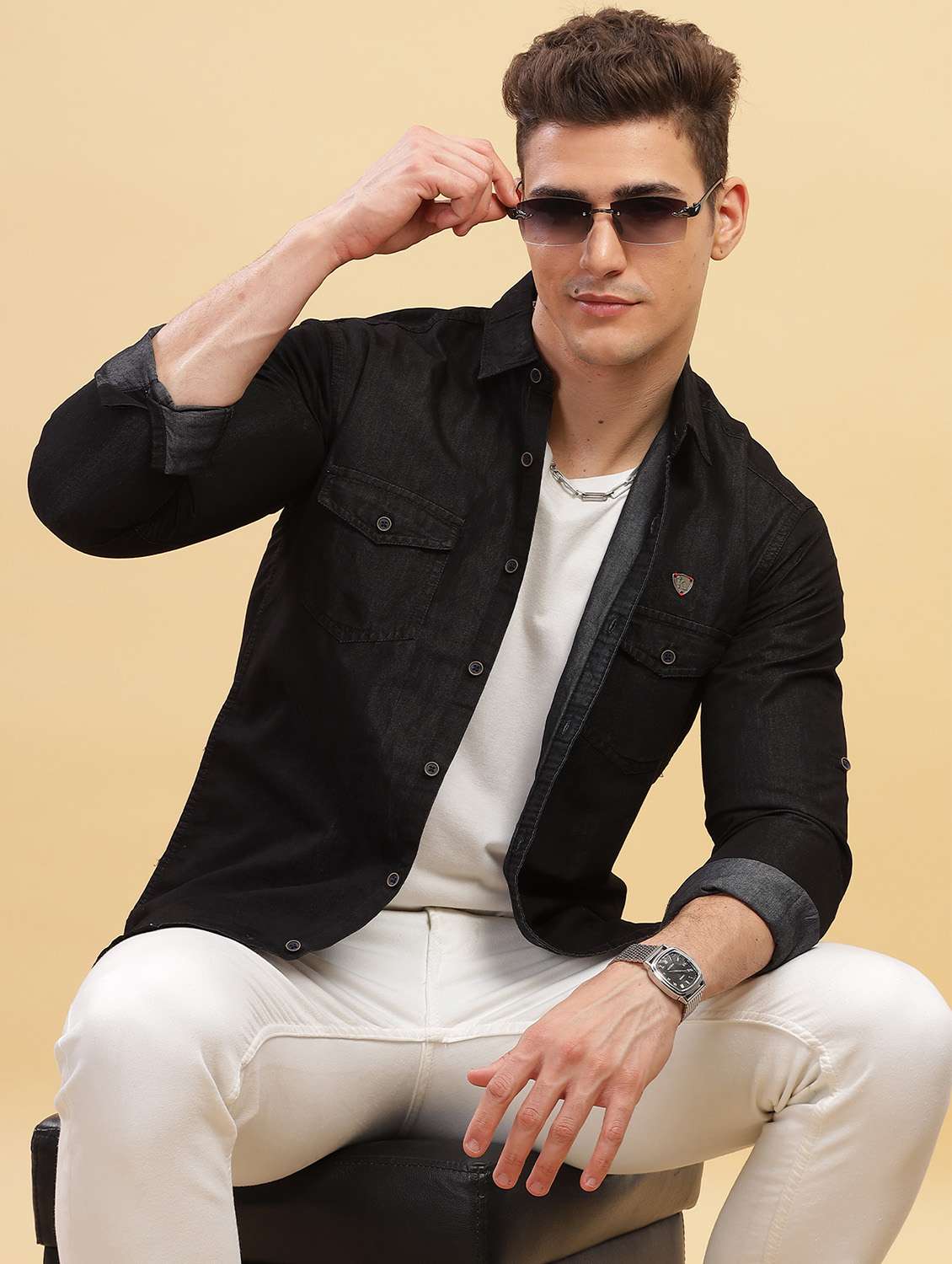 men solid long sleeve regular fit casual shirt