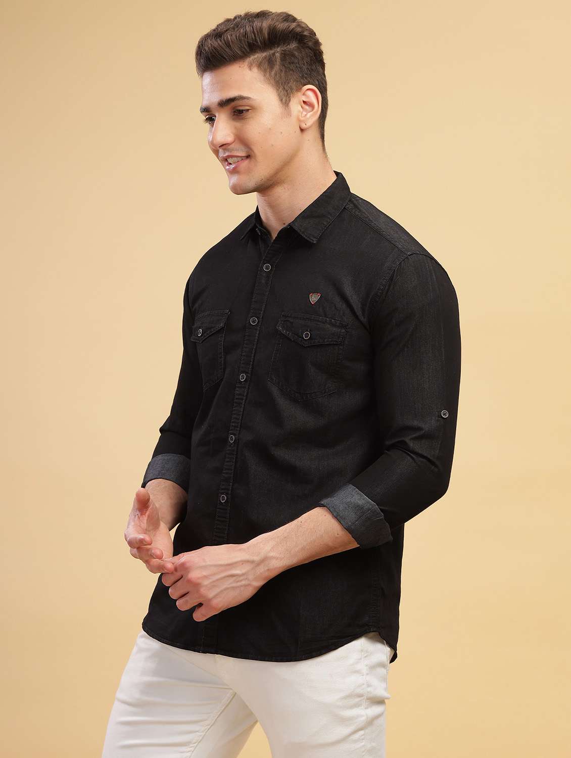 Men Solid Long Sleeve Regular Fit Casual Shirt - 22443421 -  Standard Image - 3