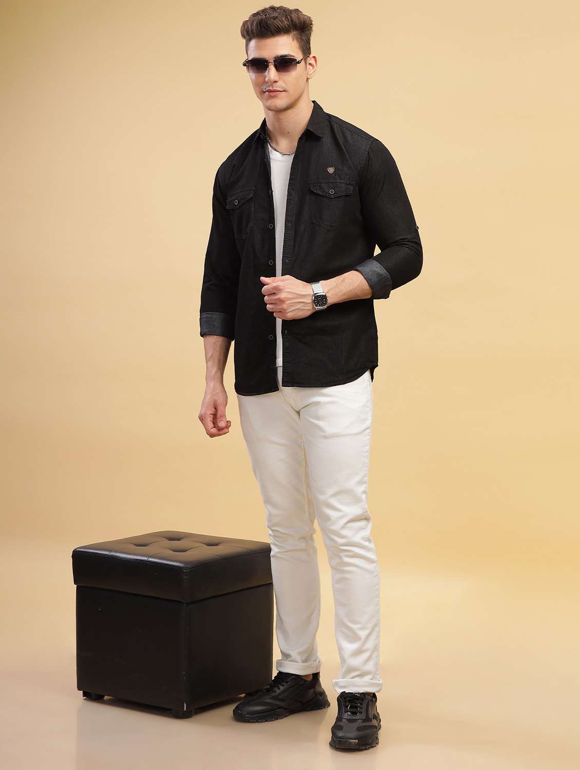 Men Solid Long Sleeve Regular Fit Casual Shirt - 22443421 -  Standard Image - 5