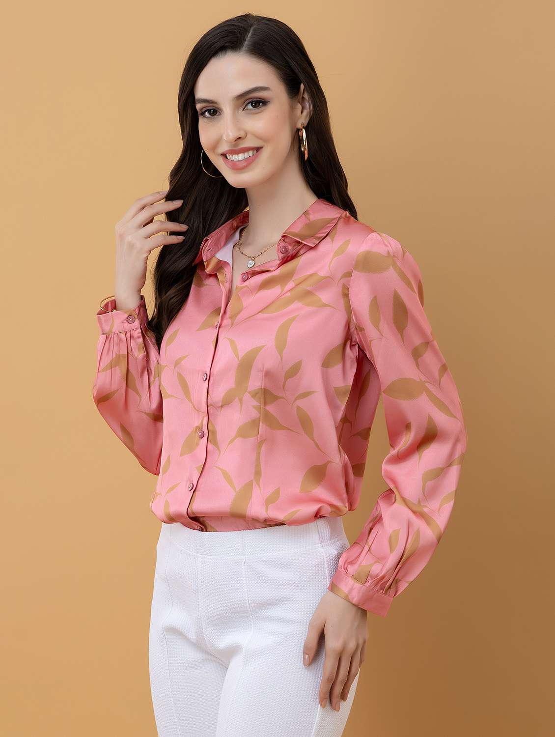 women printed collared long sleeve shirt - 22443487 -  Standard Image - 5