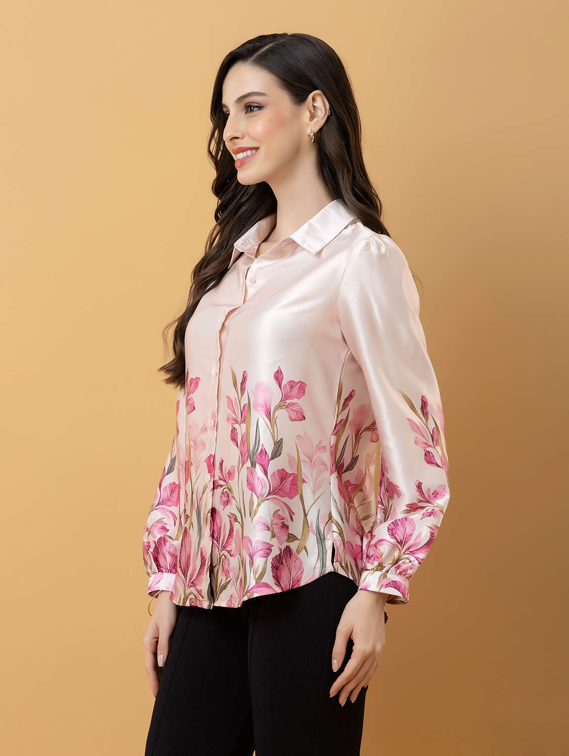 women printed collared long sleeve shirt - 22443491 -  Standard Image - 5