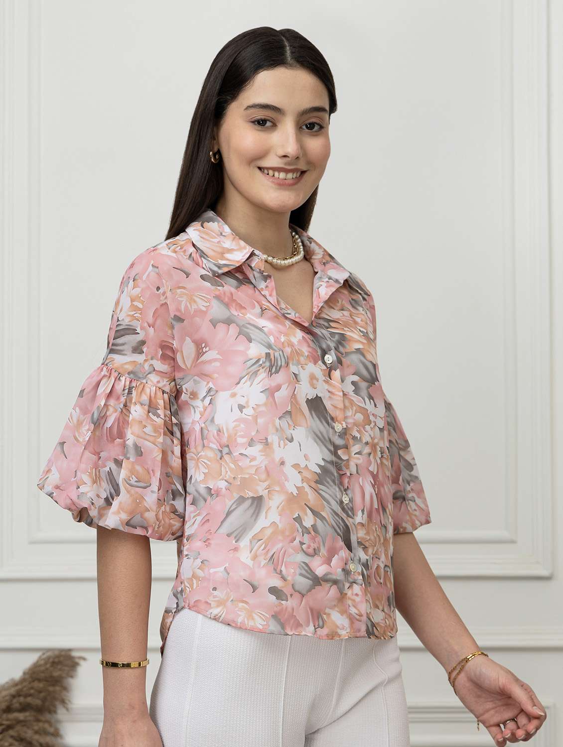 Women Floral Multi Georgette Regular Shirt - 22443513 -  Standard Image - 3