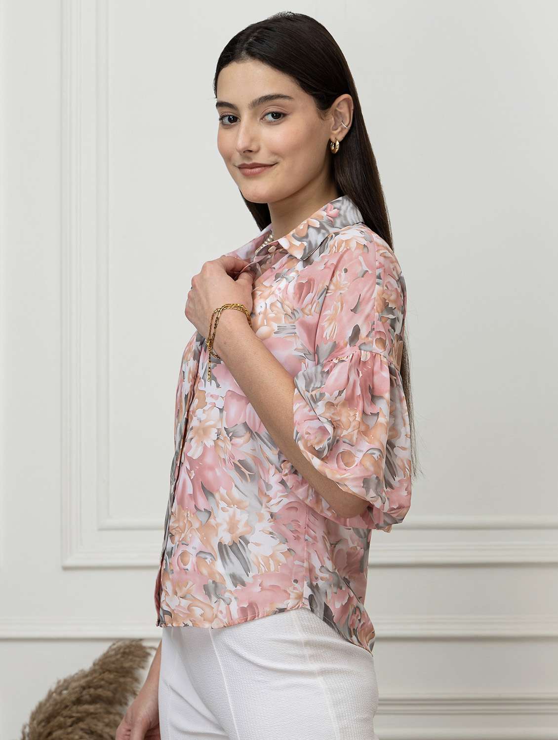 Women Floral Multi Georgette Regular Shirt - 22443513 -  Standard Image - 5