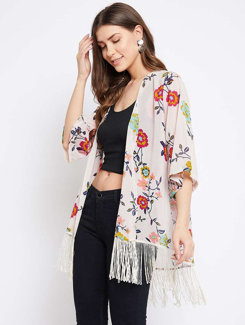 women printed three quarter sleeve shrug - 22443550 -  Standard Image - 5
