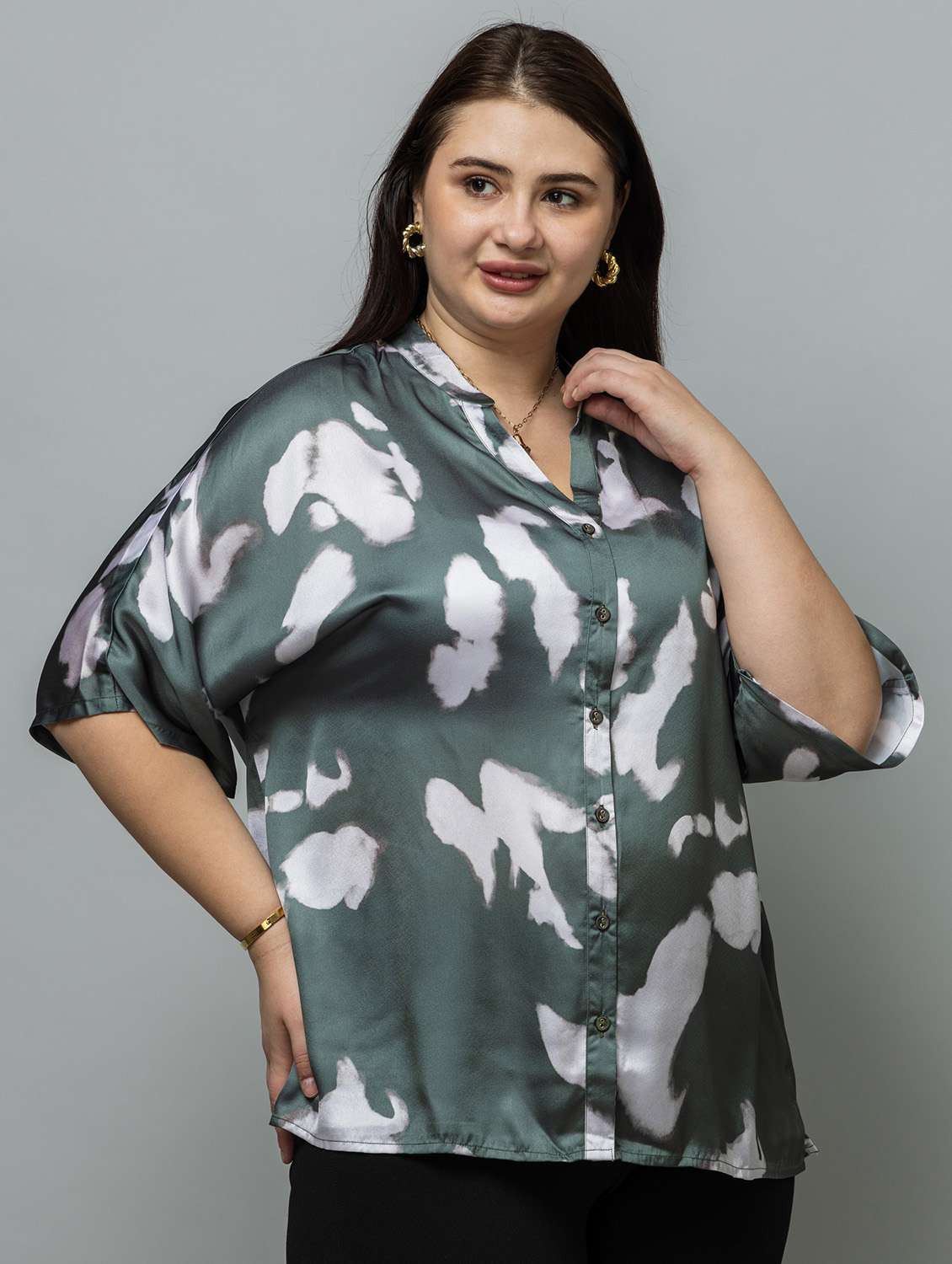women plus size pinted short sleeve top - 22443568 -  Standard Image - 3