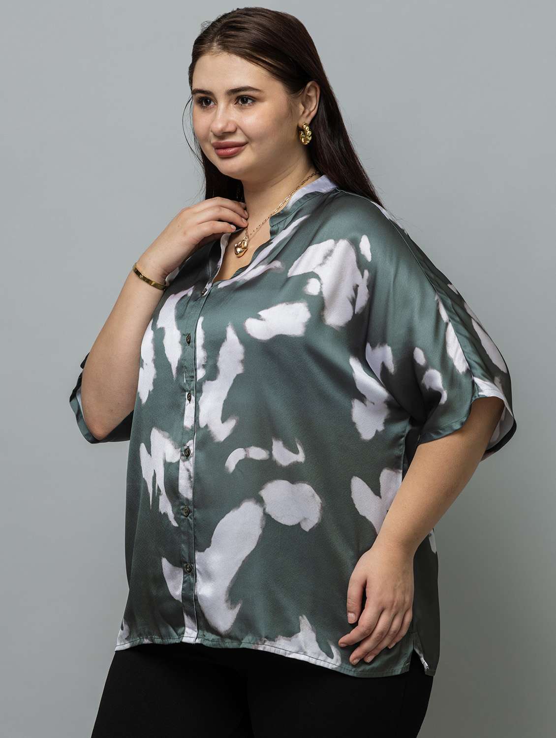 women plus size pinted short sleeve top - 22443568 -  Standard Image - 5
