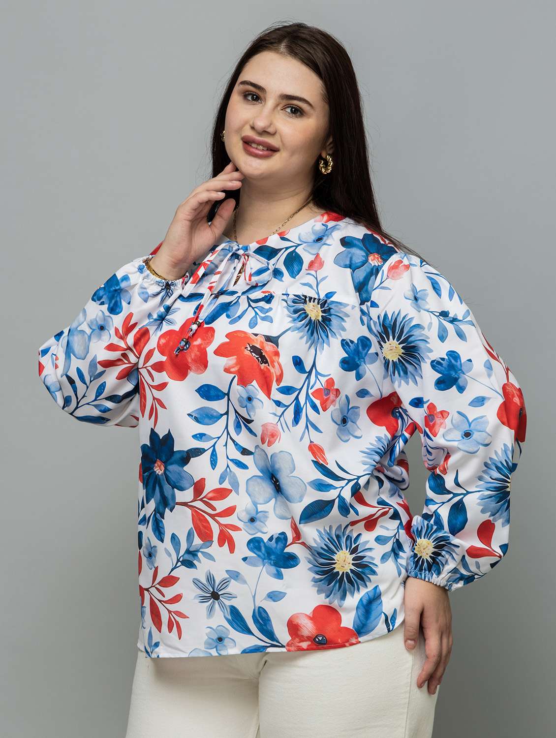 women plus size printed long sleeve top - 22443569 -  Standard Image - 5