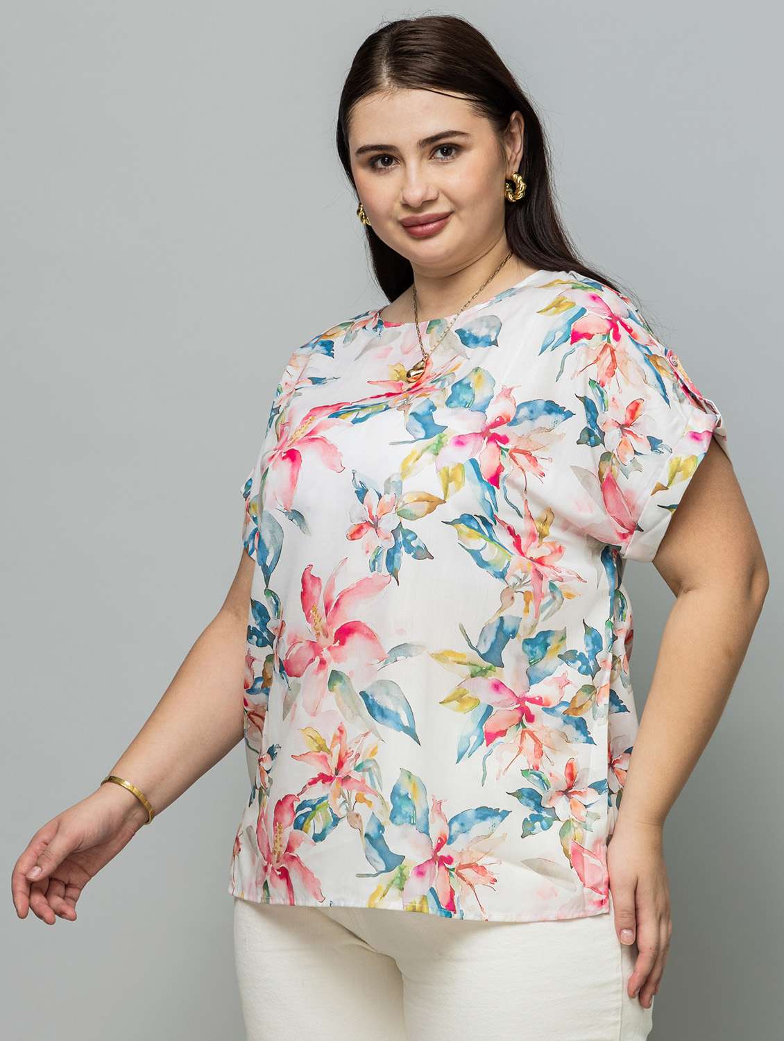 women floral white rayon regular top - 22443571 -  Standard Image - 5