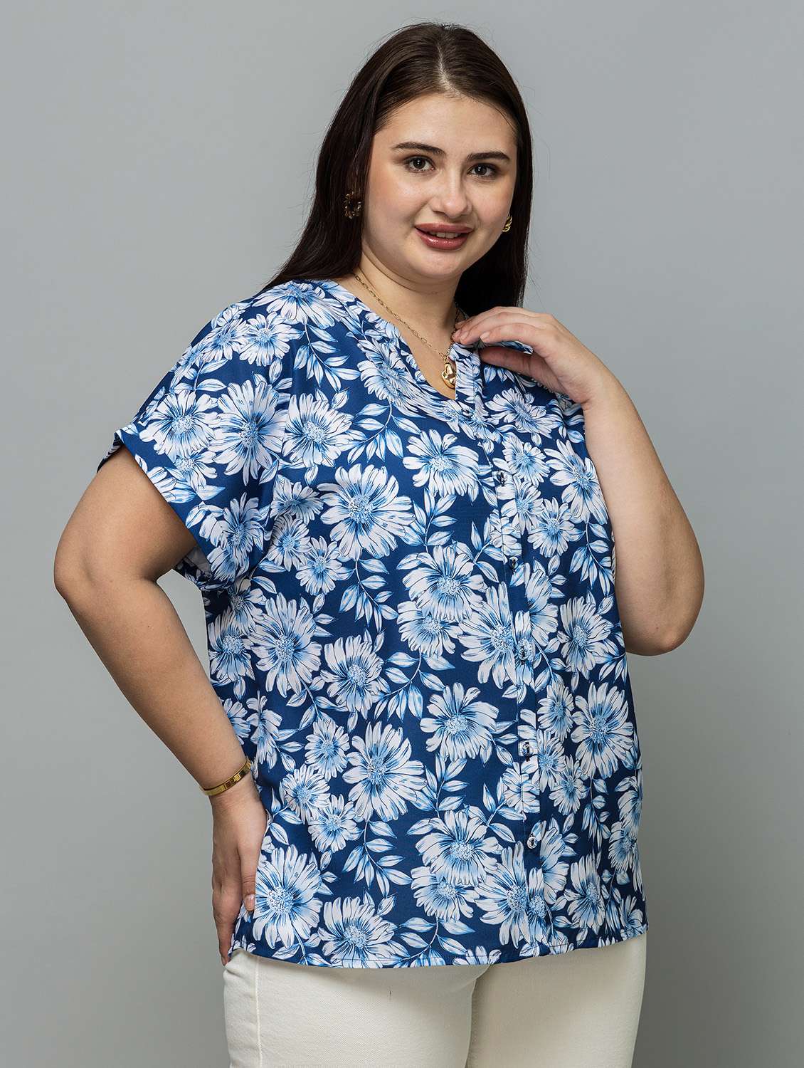 women plus size pinted short sleeve top - 22443572 -  Standard Image - 3