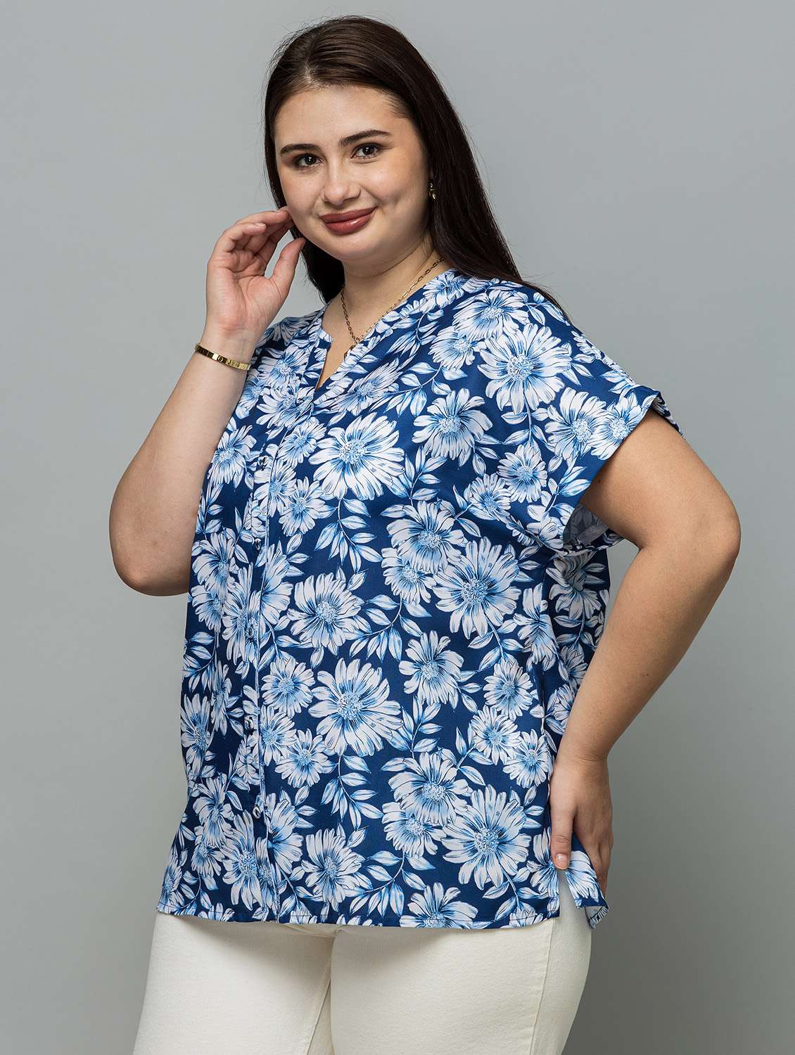 women plus size pinted short sleeve top - 22443572 -  Standard Image - 5