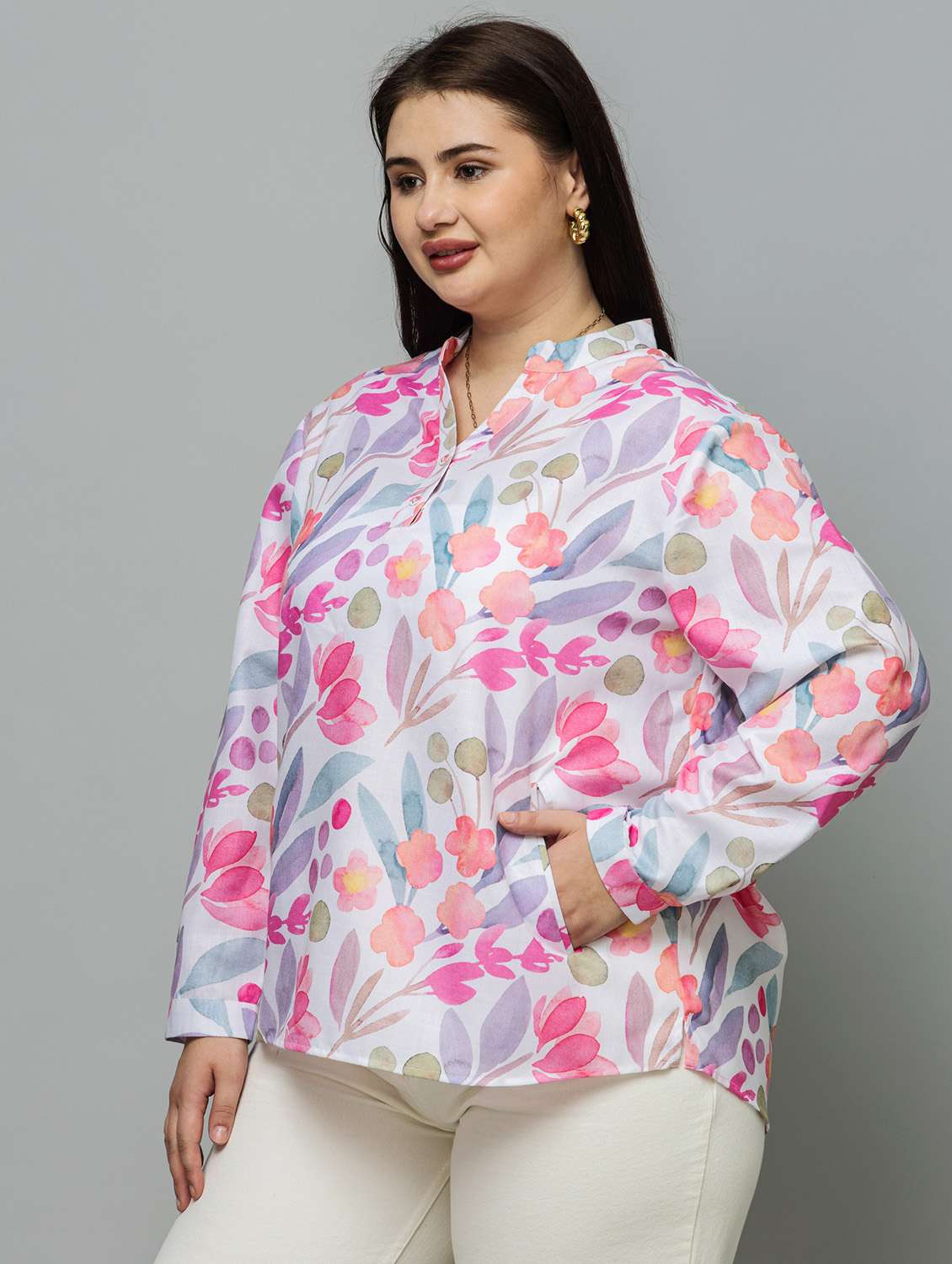 women plus size printed long sleeve top - 22443574 -  Standard Image - 3