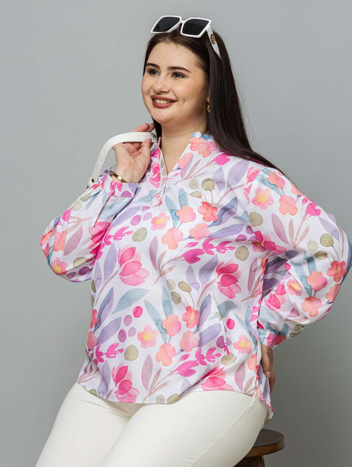 women plus size printed long sleeve top - 22443574 -  Standard Image - 5