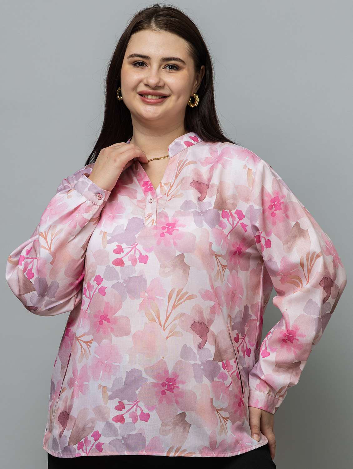 women plus size printed long sleeve top - 22443575 -  Standard Image - 3