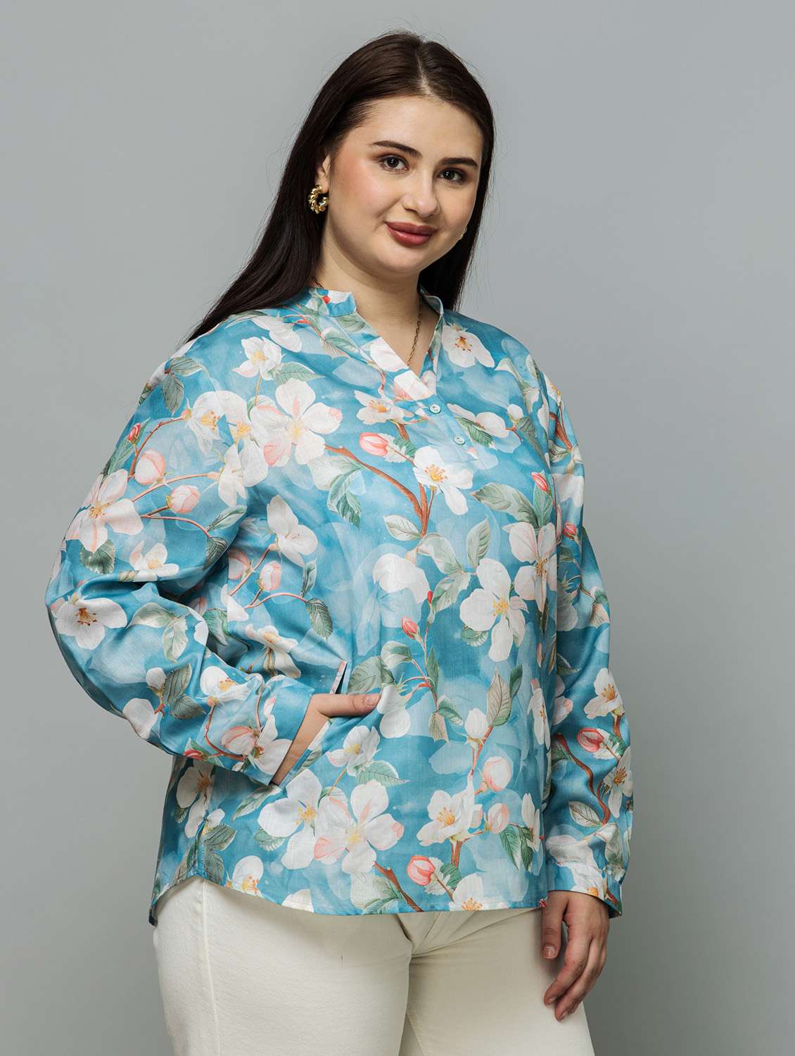 women plus size printed long sleeve top - 22443576 -  Standard Image - 3