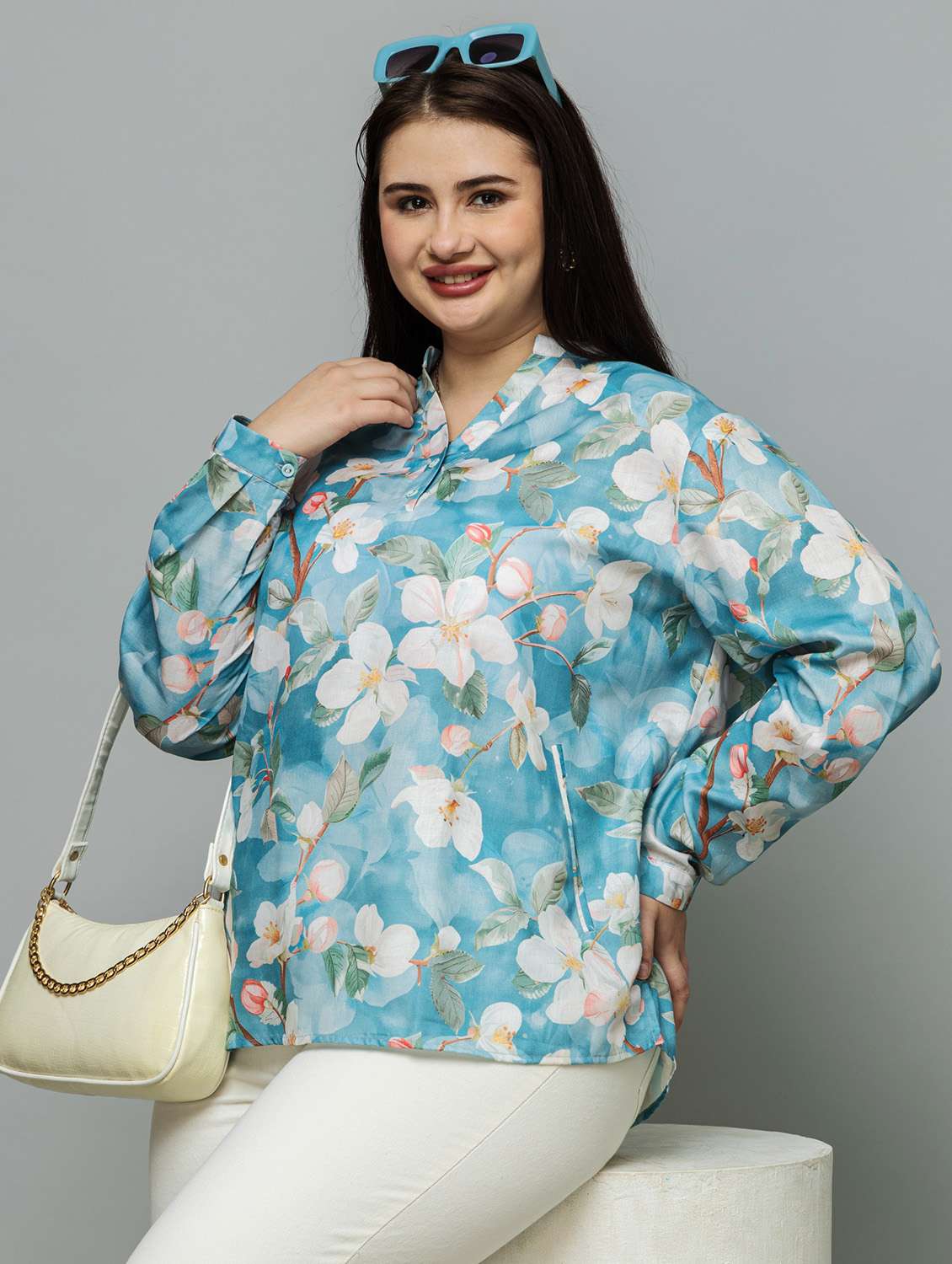 women plus size printed long sleeve top - 22443576 -  Standard Image - 5