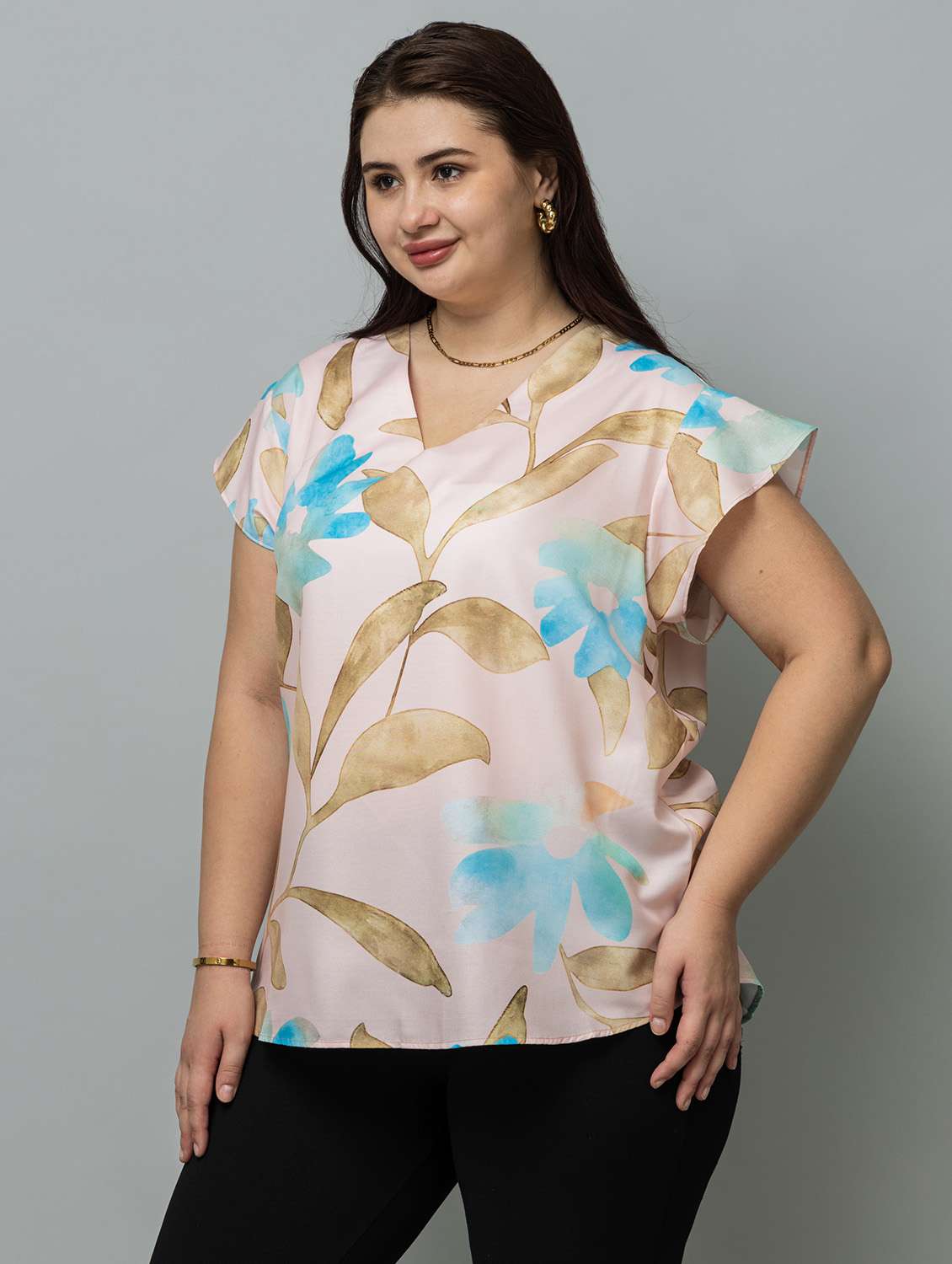 women plus size pinted short sleeve top - 22443579 -  Standard Image - 3