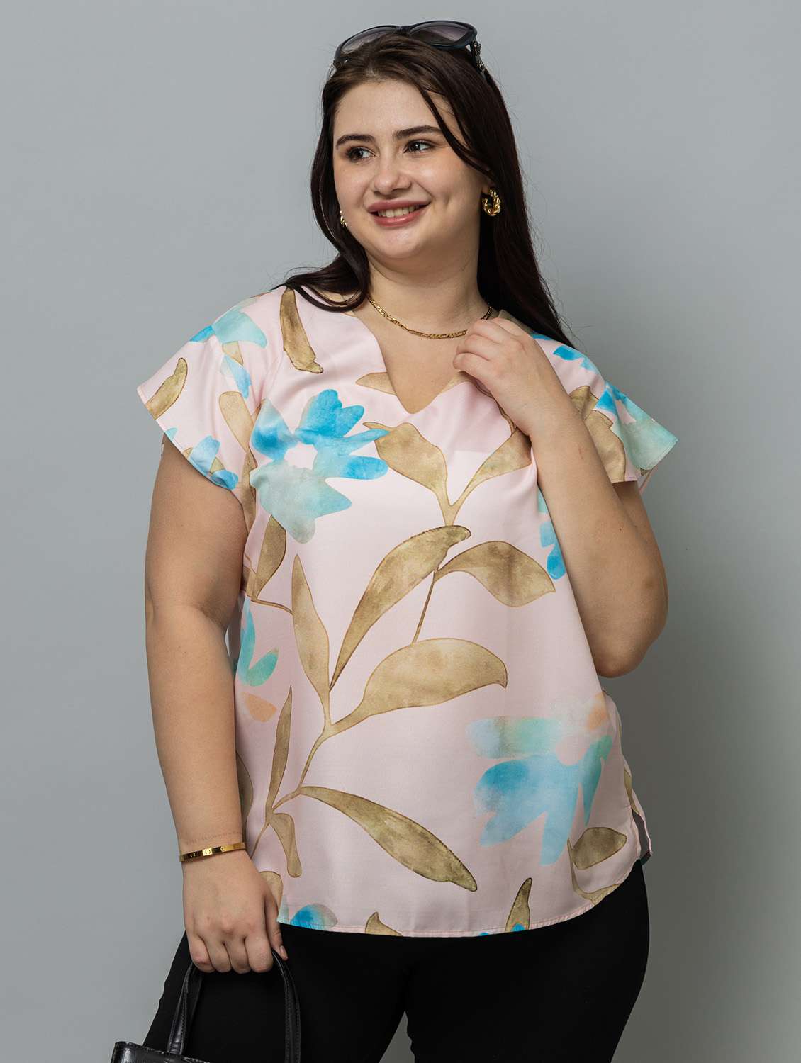 women plus size pinted short sleeve top - 22443579 -  Standard Image - 5
