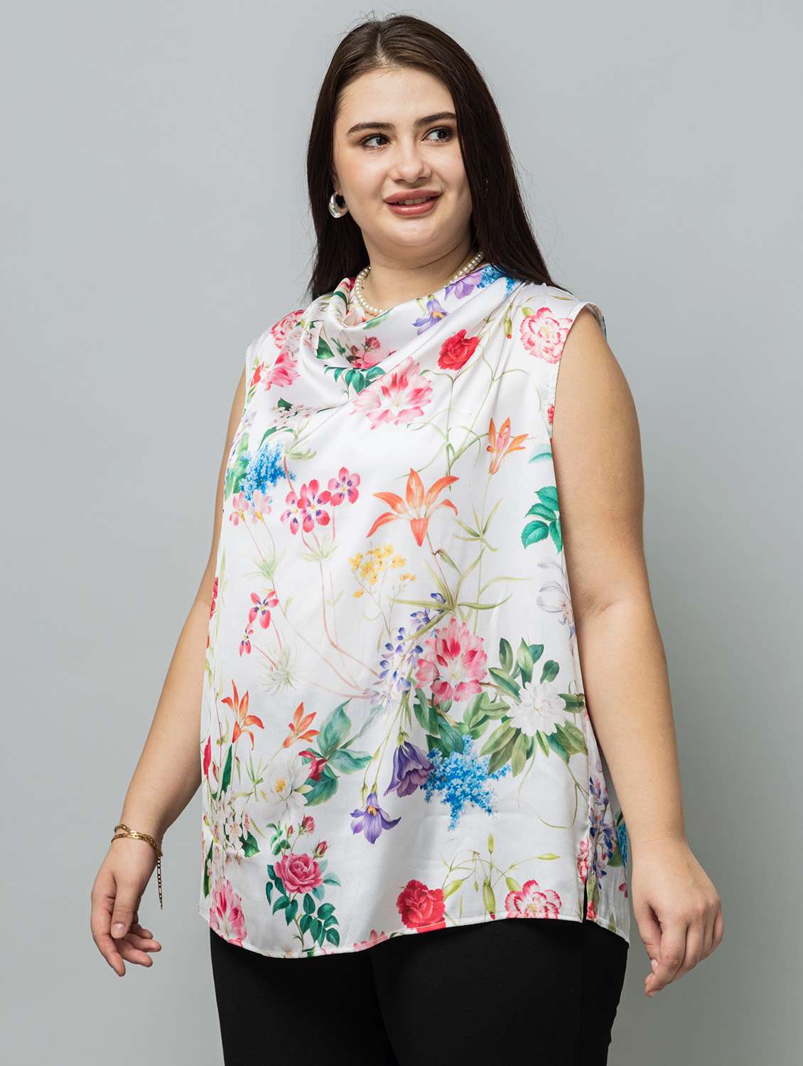 women plus size pinted sleeveless top - 22443583 -  Standard Image - 3
