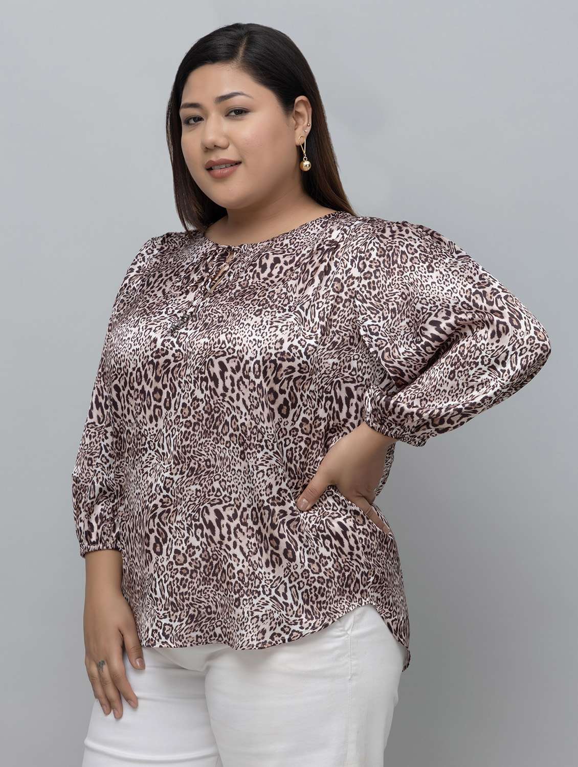 women animal print  multi satin regular top - 22443588 -  Standard Image - 5