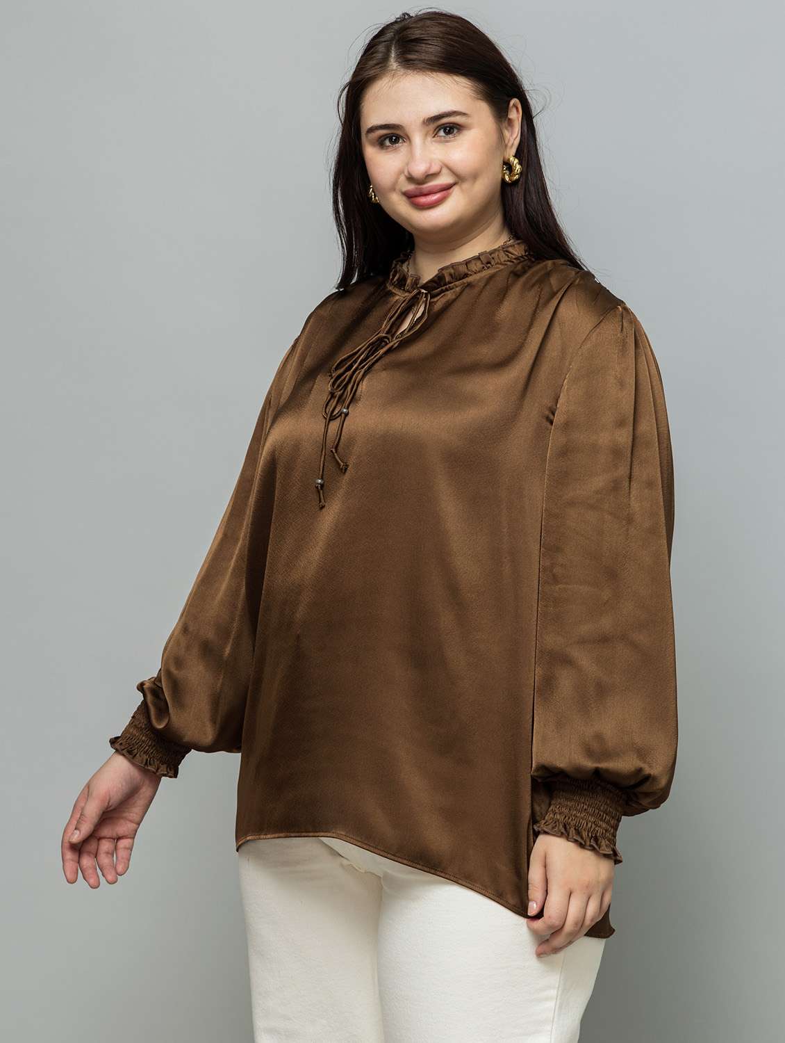 women plus size solid long sleeve top - 22443595 -  Standard Image - 5