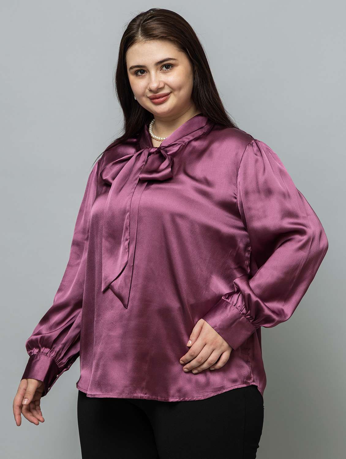 women solid purple satin regular top - 22443596 -  Standard Image - 5