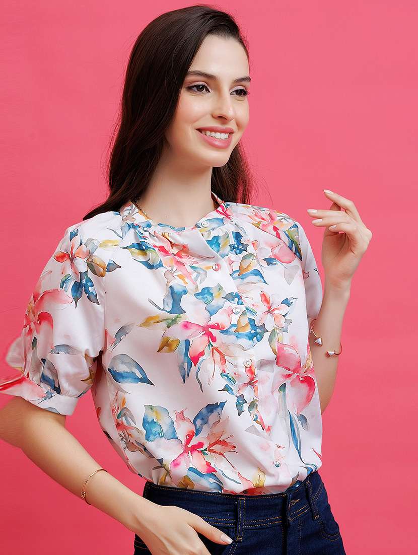 women floral pink rayon regular top - 22443615 -  Standard Image - 5