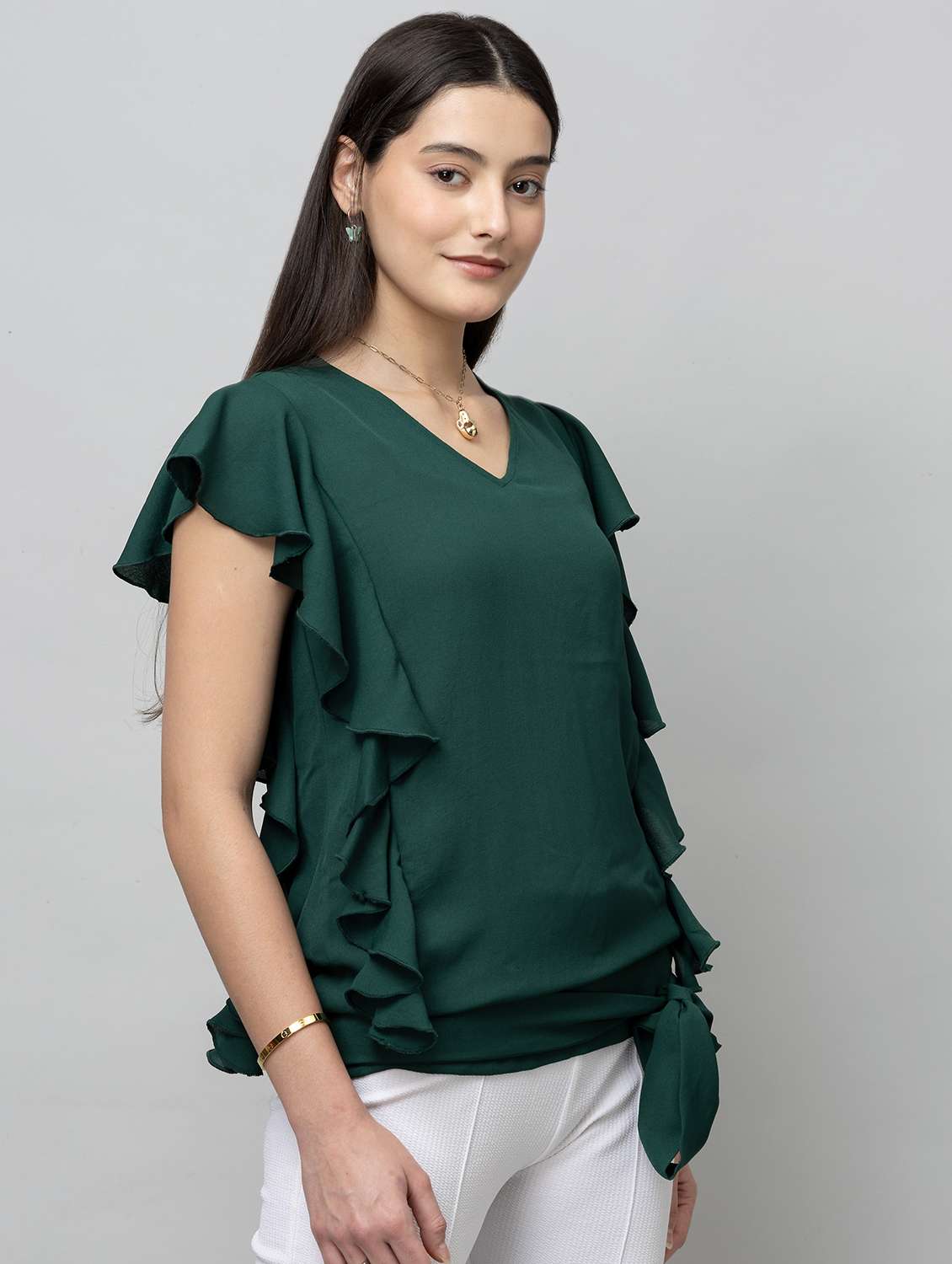 women solid short sleeve regular top - 22443642 -  Standard Image - 3