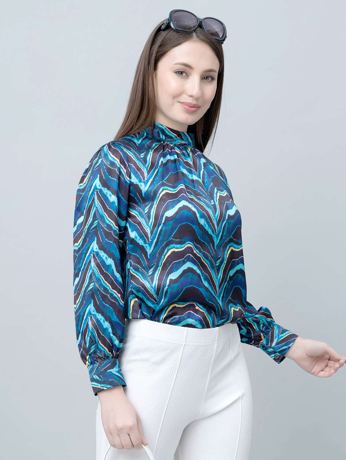 women printed long sleeve regular top - 22443648 -  Standard Image - 3