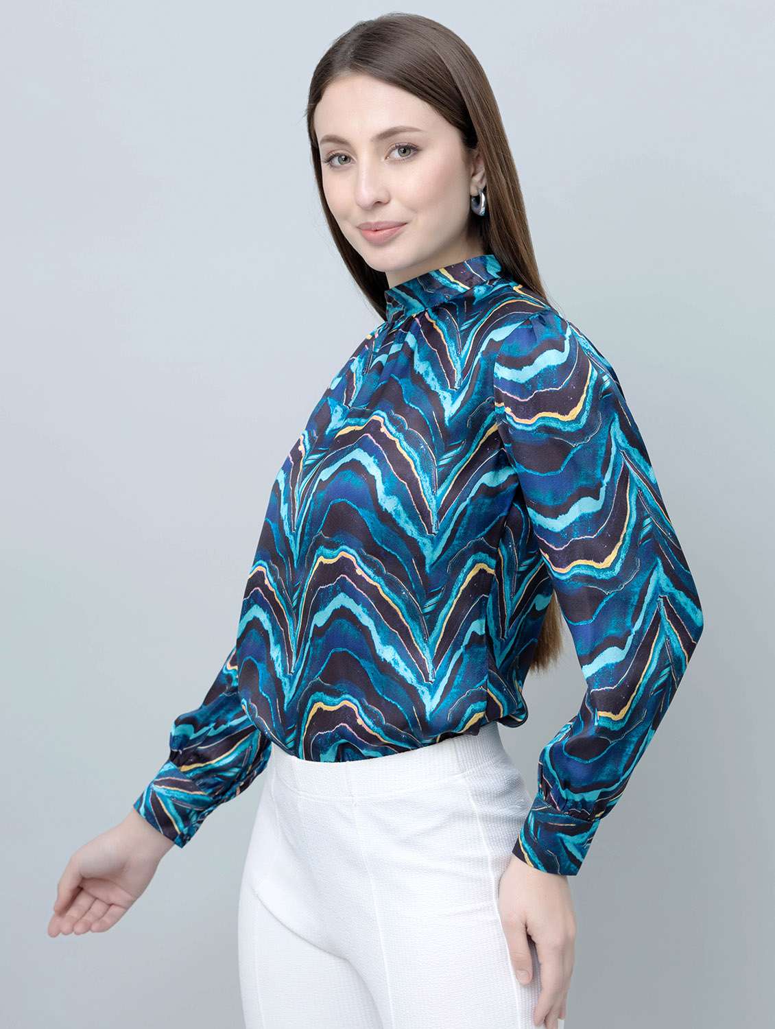 women printed long sleeve regular top - 22443648 -  Standard Image - 5