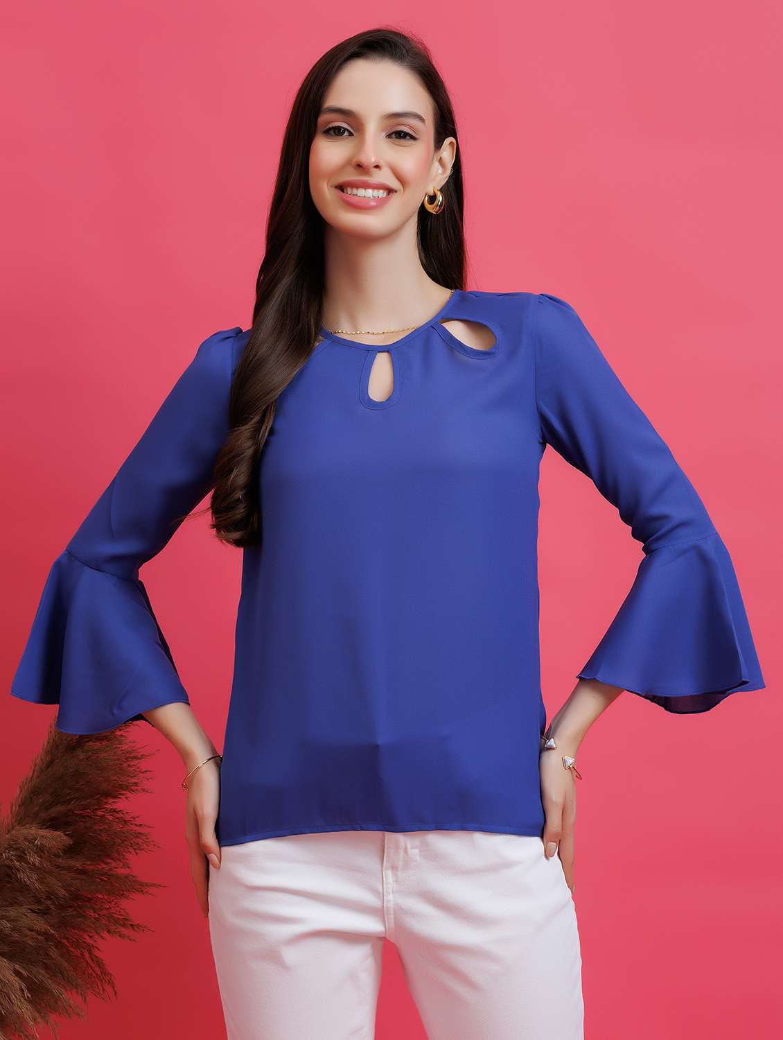women solid long sleeve regular top
