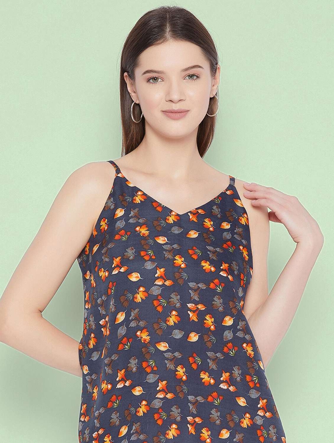 women printed shoulder strap regular top