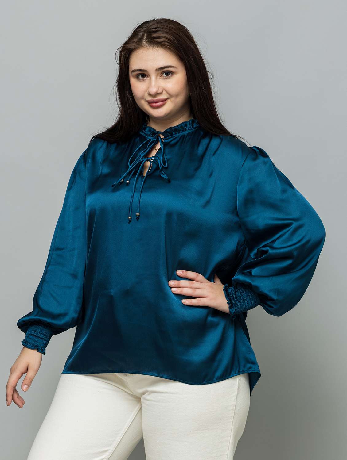 women plus size solid long sleeve regular top - 22443696 -  Standard Image - 5