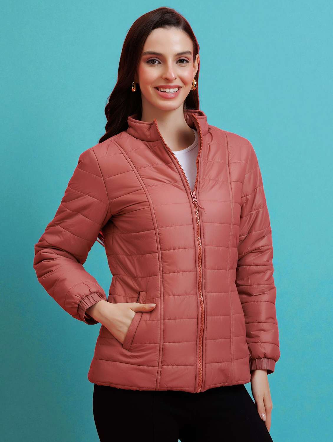 women pink nylon regular jacket - 22443699 -  Standard Image - 3