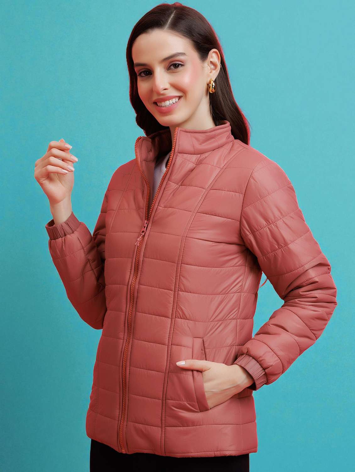women pink nylon regular jacket - 22443699 -  Standard Image - 5