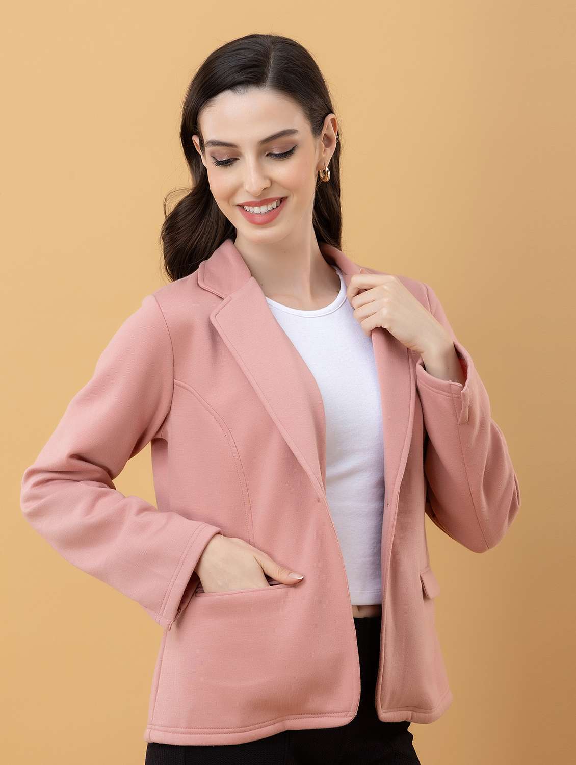 women pink fleece regular jacket - 22443701 -  Standard Image - 3