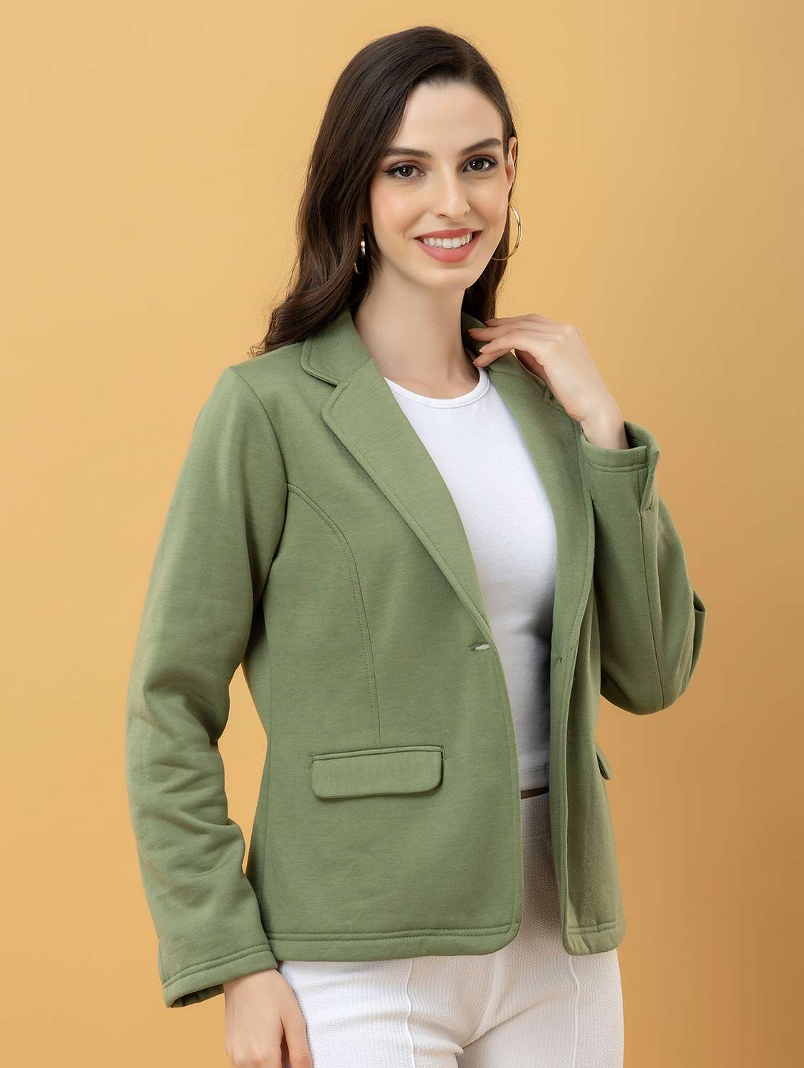 women green fleece regular jacket - 22443703 -  Standard Image - 3